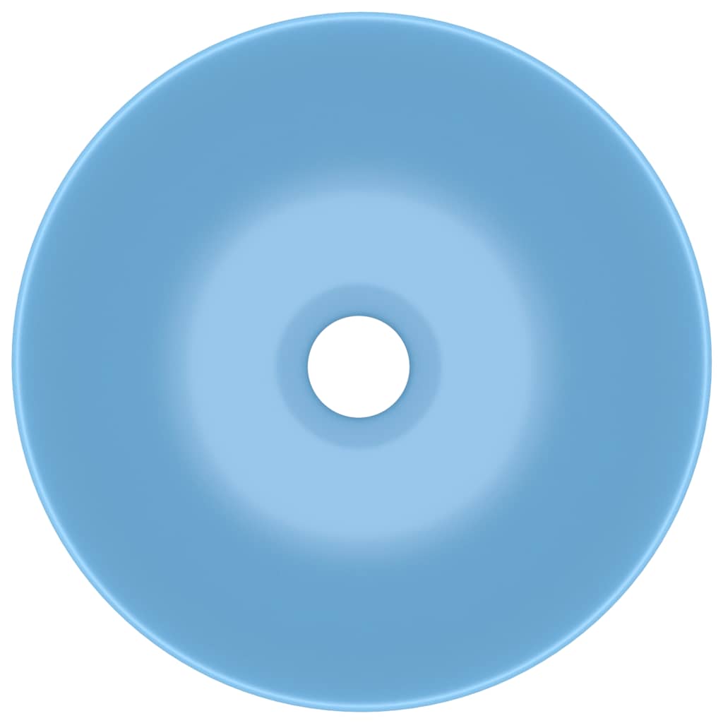 vidaXL Bathroom Sink Ceramic Light Blue Round 4