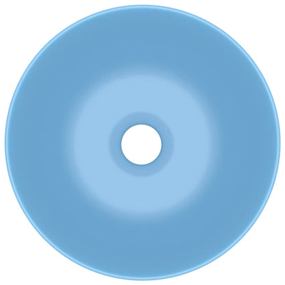 vidaXL Bathroom Sink Ceramic Light Blue Round 4