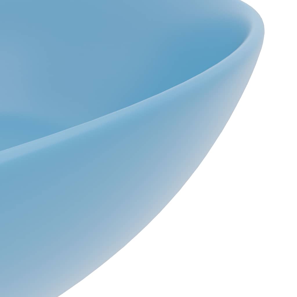 vidaXL Bathroom Sink Ceramic Light Blue Round 5