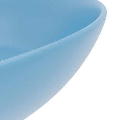 vidaXL Bathroom Sink Ceramic Light Blue Round 5