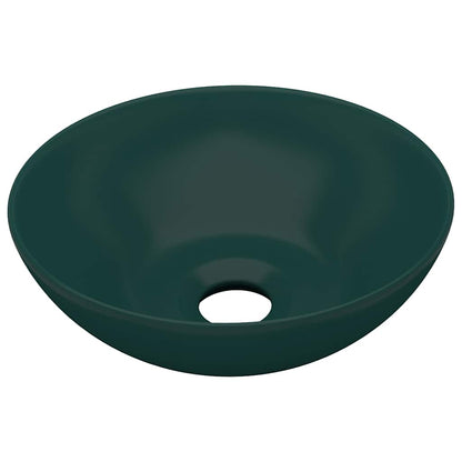 146981 vidaXL Bathroom Sink Ceramic Dark Green Round 2