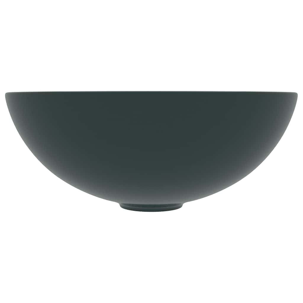 146981 vidaXL Bathroom Sink Ceramic Dark Green Round 3