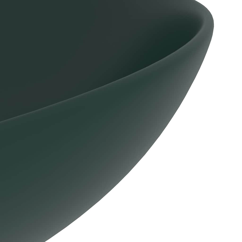 146981 vidaXL Bathroom Sink Ceramic Dark Green Round 5
