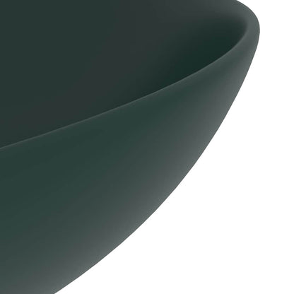 146981 vidaXL Bathroom Sink Ceramic Dark Green Round 5