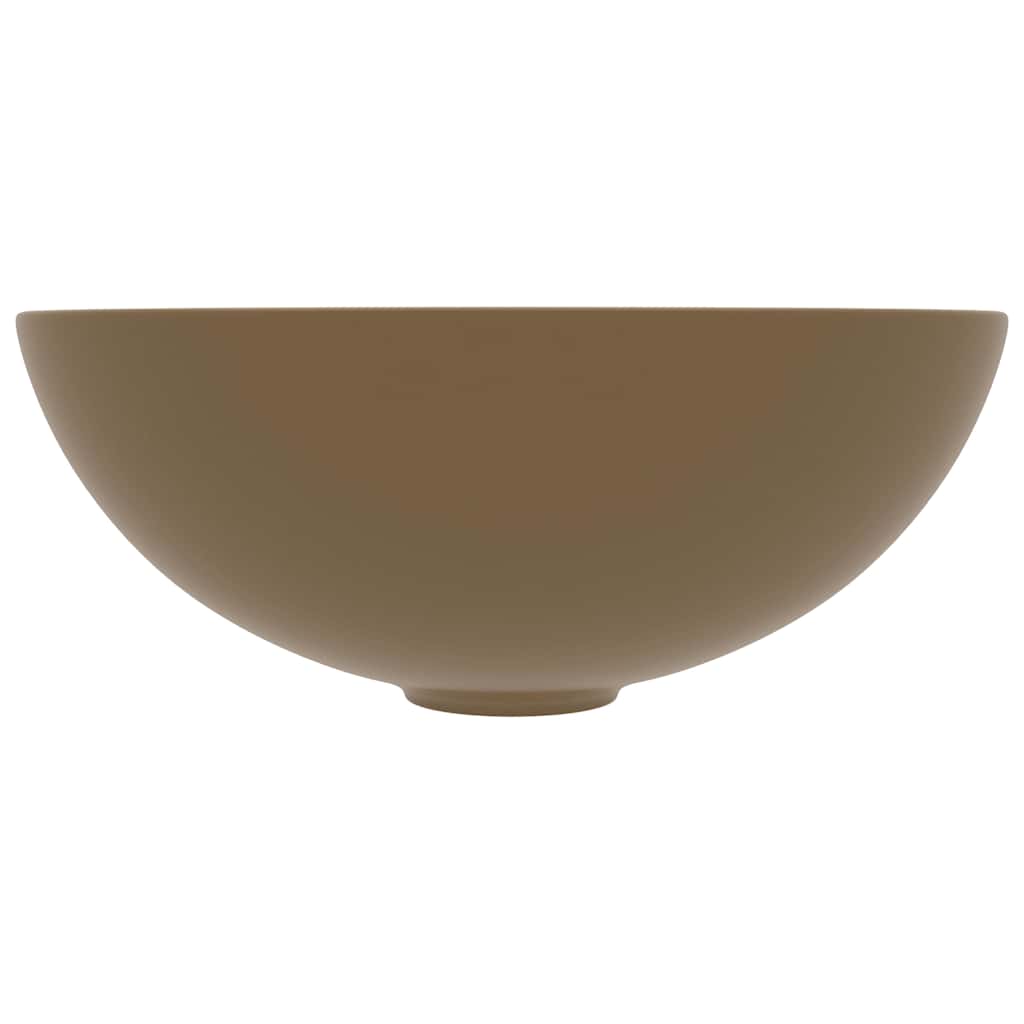 vidaXL Bathroom Sink Ceramic Matt Cream Round 3