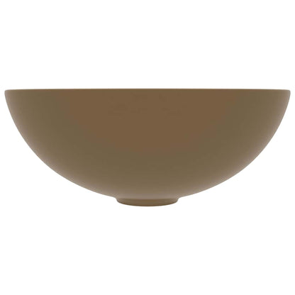 vidaXL Bathroom Sink Ceramic Matt Cream Round 3