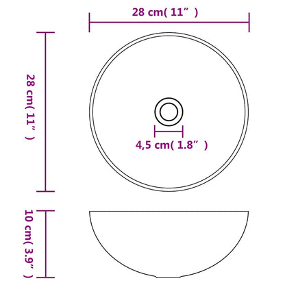 vidaXL Bathroom Sink Ceramic Matt Cream Round 6