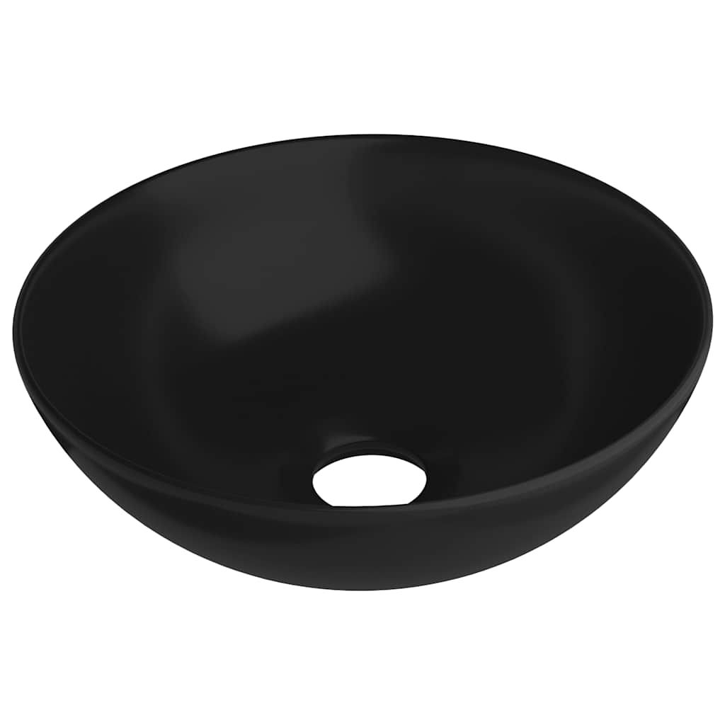 146986 vidaXL Bathroom Sink Ceramic Matt Black Round 2