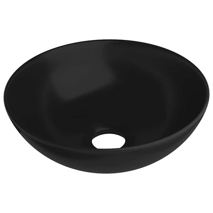 146986 vidaXL Bathroom Sink Ceramic Matt Black Round 2