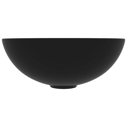 146986 vidaXL Bathroom Sink Ceramic Matt Black Round 3