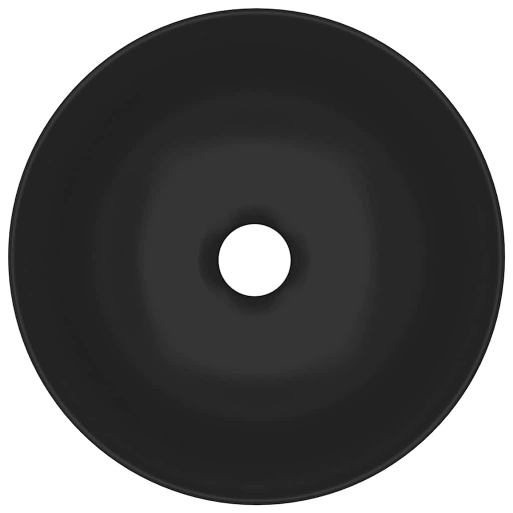 146986 vidaXL Bathroom Sink Ceramic Matt Black Round 4
