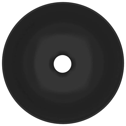 146986 vidaXL Bathroom Sink Ceramic Matt Black Round 4