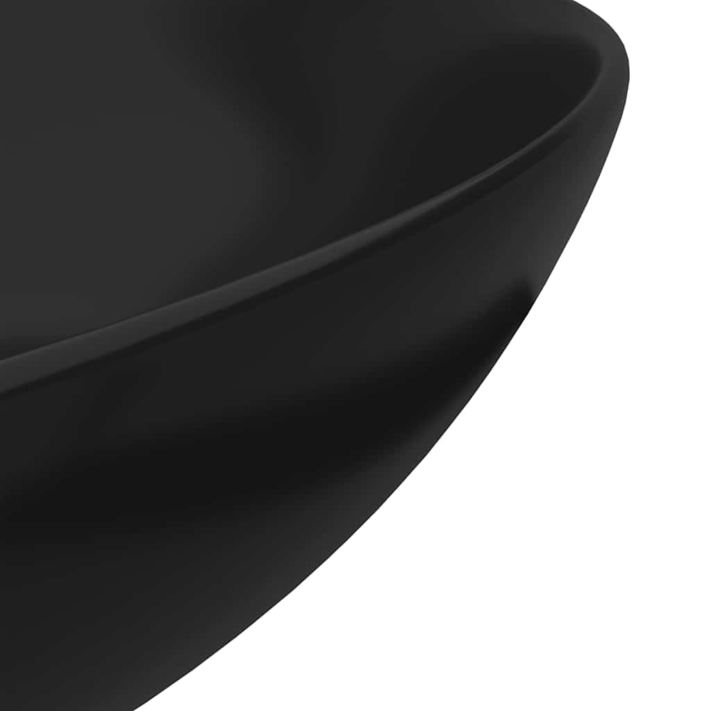 146986 vidaXL Bathroom Sink Ceramic Matt Black Round 5