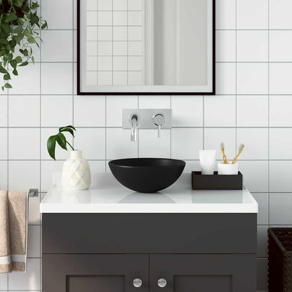 146986 vidaXL Bathroom Sink Ceramic Matt Black Round 1