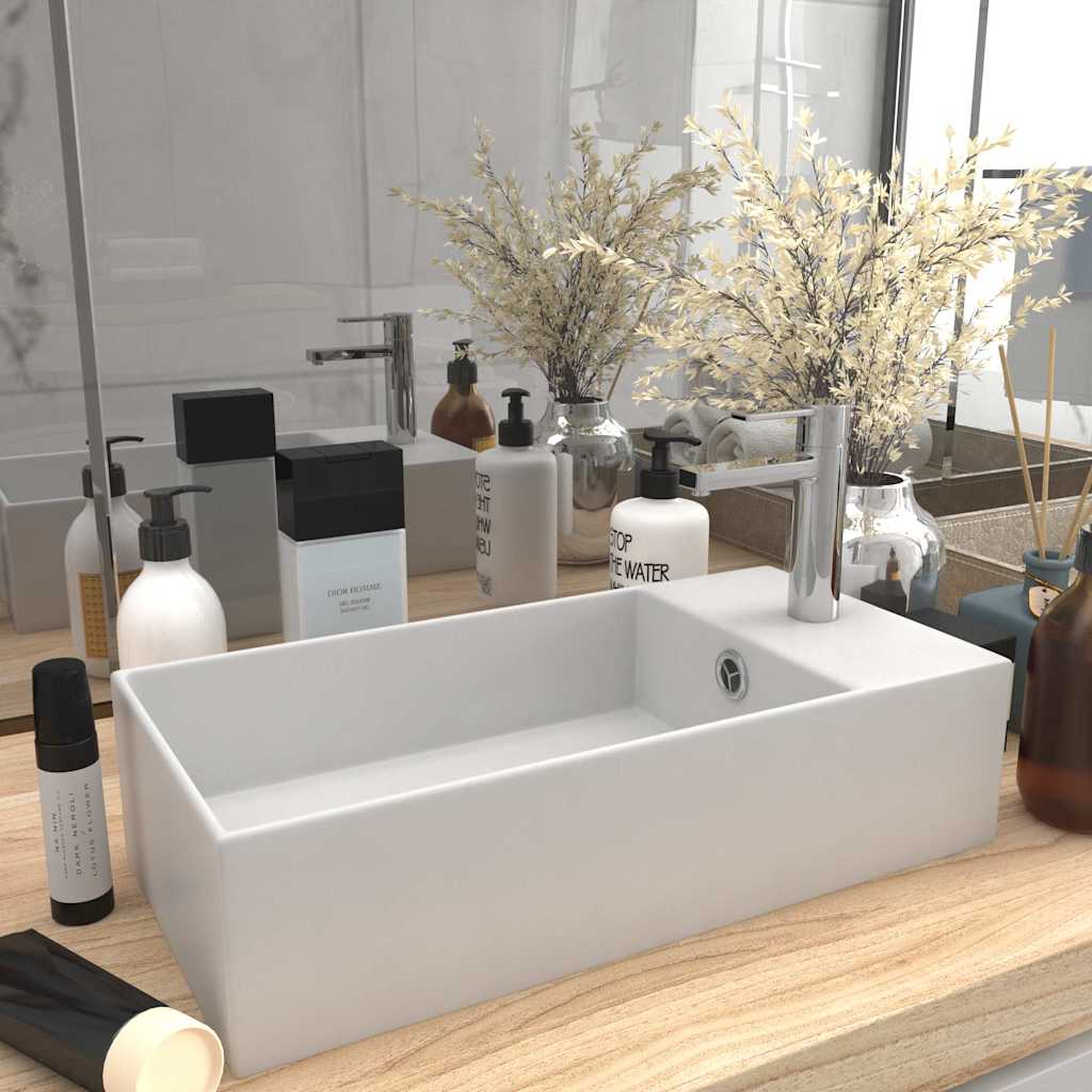 vidaXL Bathroom Sink with Overflow Ceramic