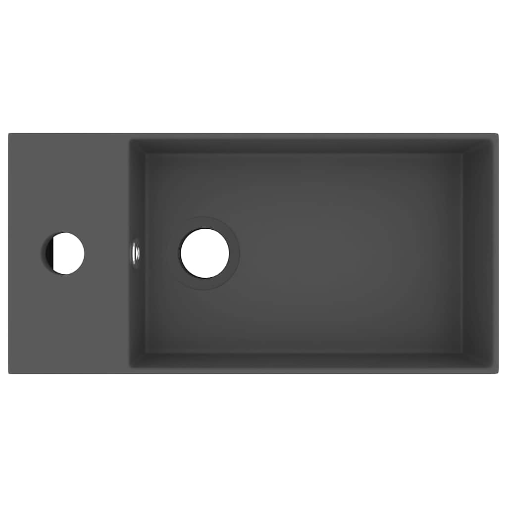 vidaXL Bathroom Sink with Overflow Ceramic Dark Grey 3