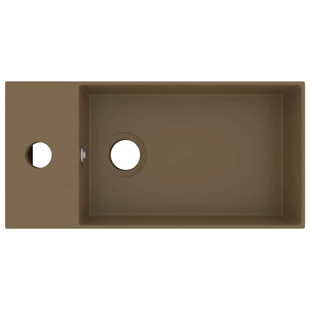 vidaXL Bathroom Sink with Overflow Ceramic Matt Cream 3