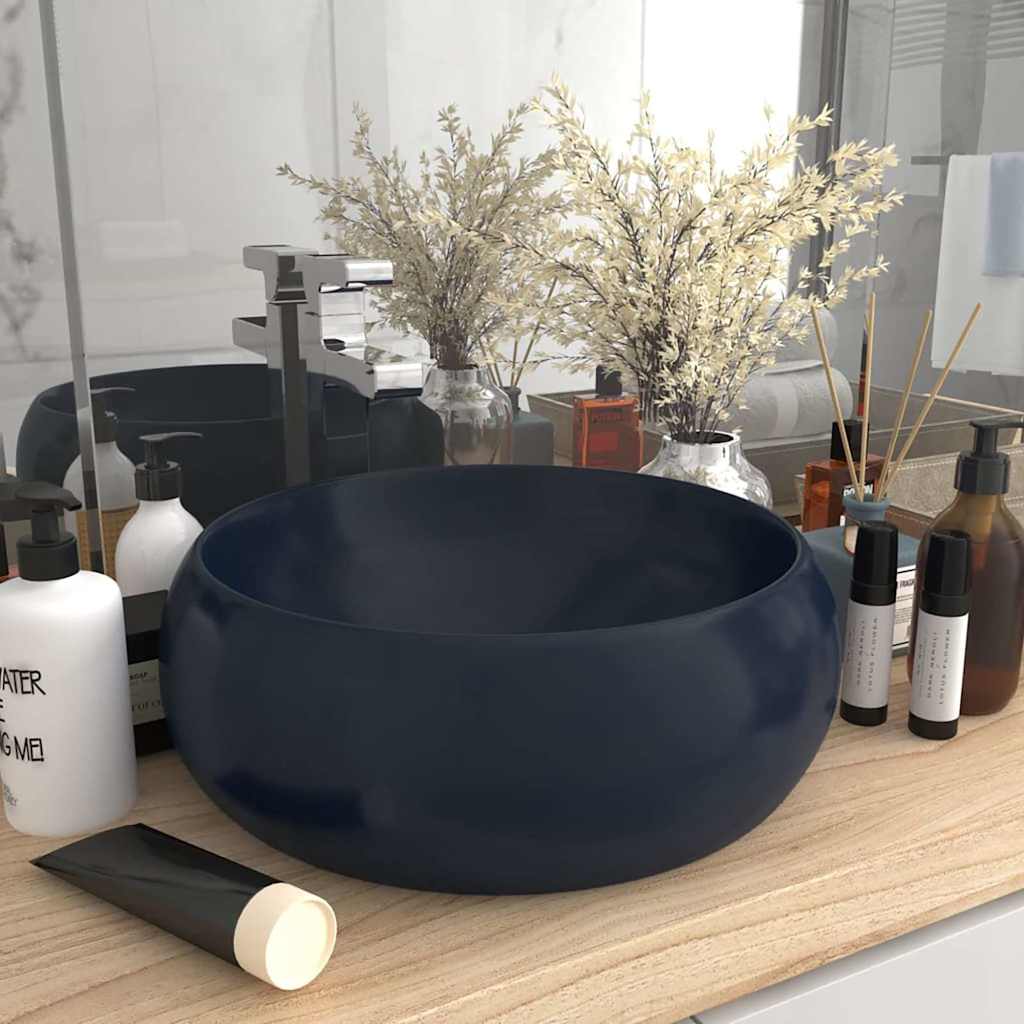 Wash Basin 40x15 cm Ceramic Matte dark blue