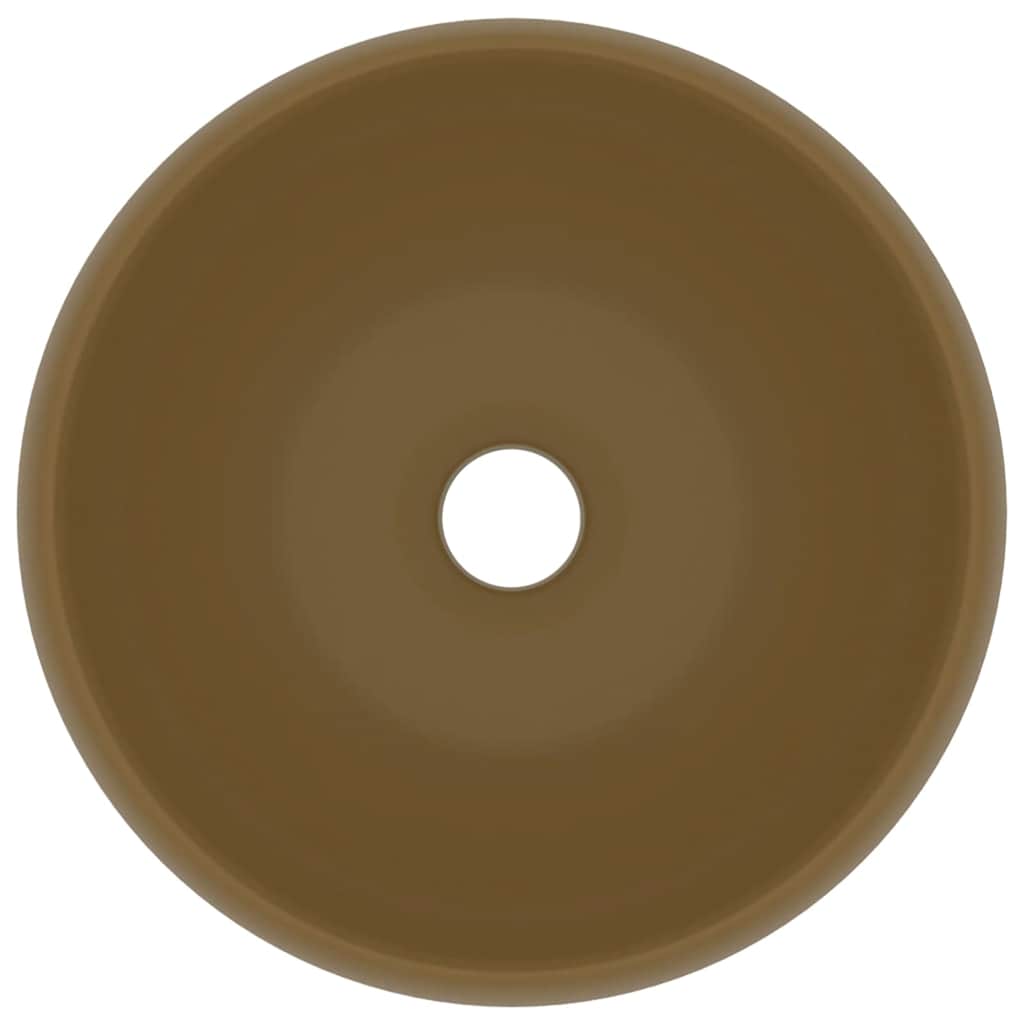 147007 vidaXL Luxury Wash Basin Round Matt Cream 40x15 cm Ceramic 4