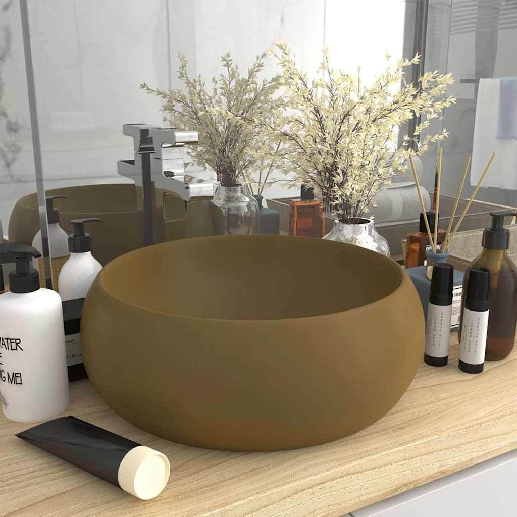 Wash Basin 40x15 cm Ceramic Matte cream
