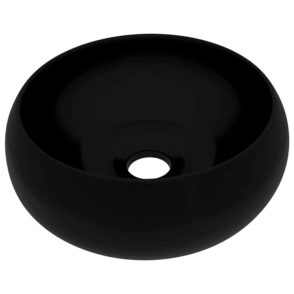 vidaXL Luxury Wash Basin Round Matt Black 40x15 cm Ceramic 2