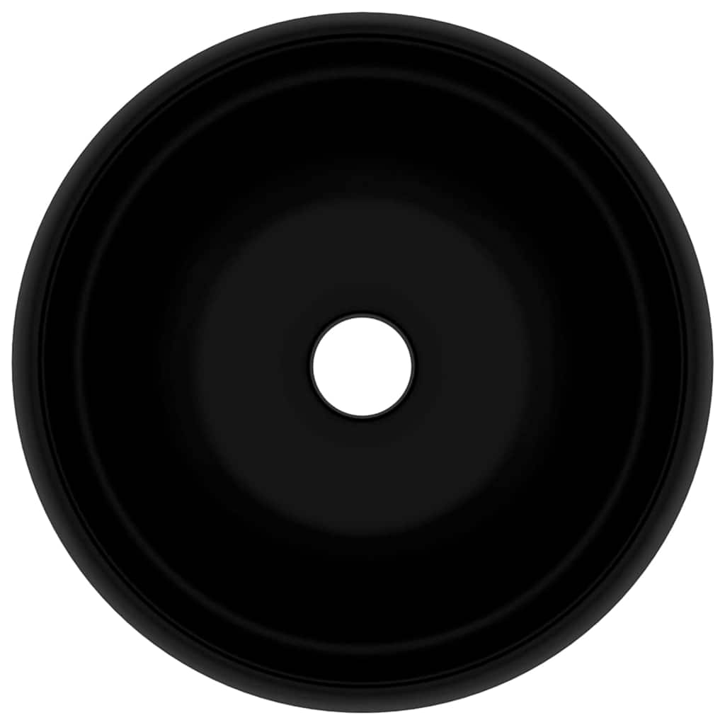 vidaXL Luxury Wash Basin Round Matt Black 40x15 cm Ceramic 4