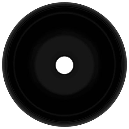 vidaXL Luxury Wash Basin Round Matt Black 40x15 cm Ceramic 4