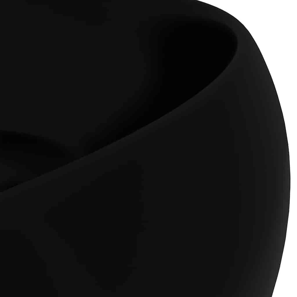 vidaXL Luxury Wash Basin Round Matt Black 40x15 cm Ceramic 5