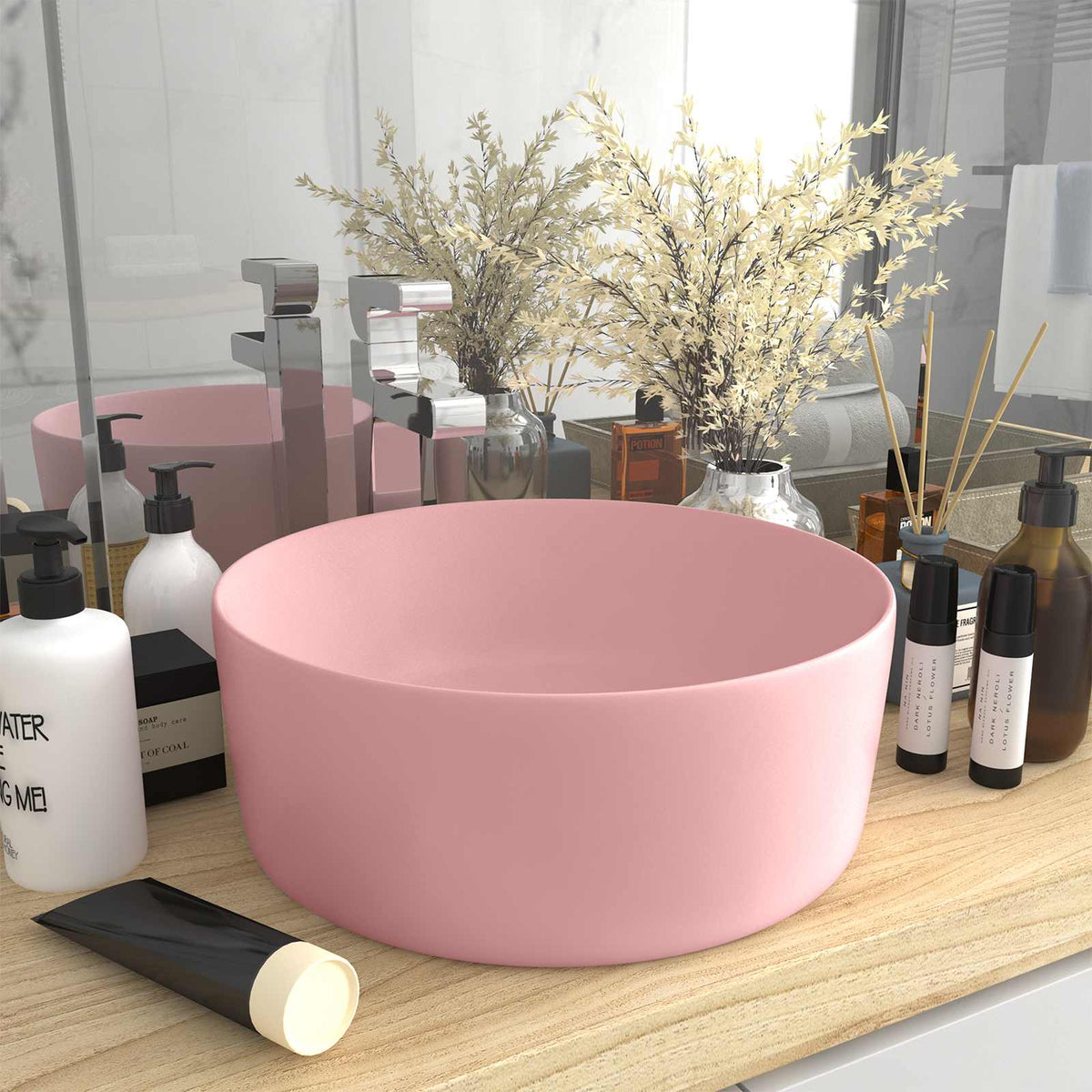 Wash Basin 40x15 cm Ceramic Matte pink