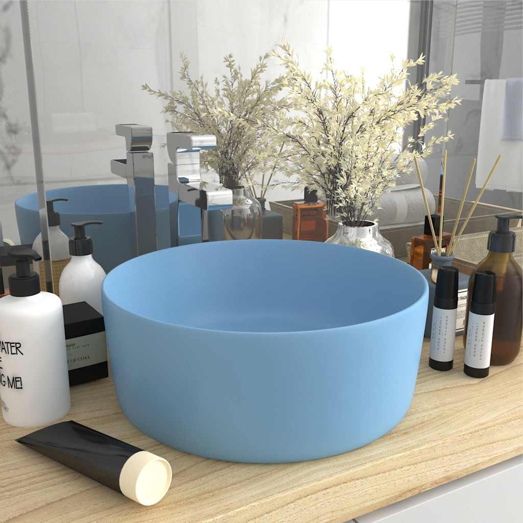 Wash Basin 40x15 cm Ceramic Matte light blue