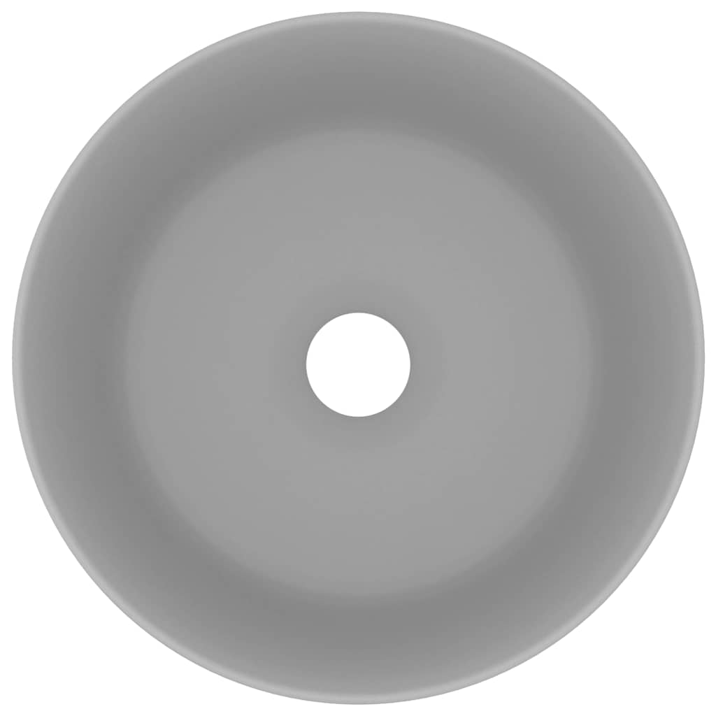 vidaXL Luxury Wash Basin Round Matt Light Grey 40x15 cm Ceramic 3