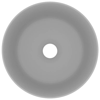 vidaXL Luxury Wash Basin Round Matt Light Grey 40x15 cm Ceramic 3