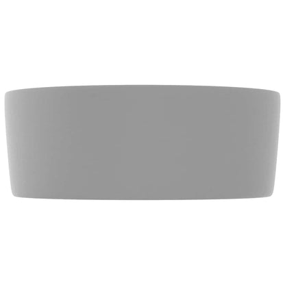 vidaXL Luxury Wash Basin Round Matt Light Grey 40x15 cm Ceramic 4