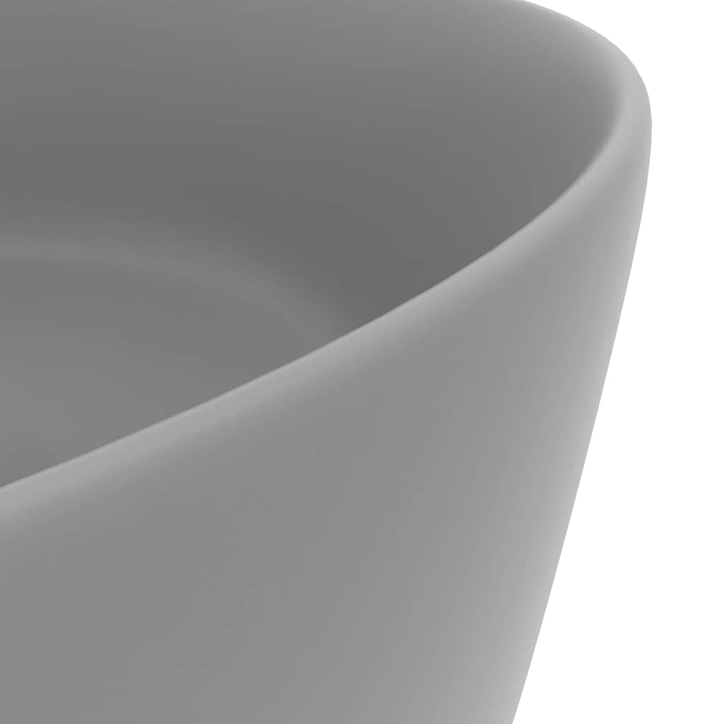 vidaXL Luxury Wash Basin Round Matt Light Grey 40x15 cm Ceramic 5