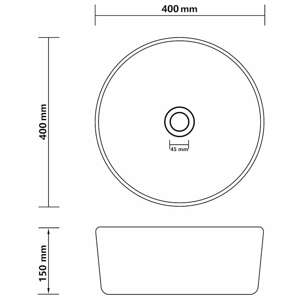 vidaXL Luxury Wash Basin Round Matt Light Grey 40x15 cm Ceramic 6