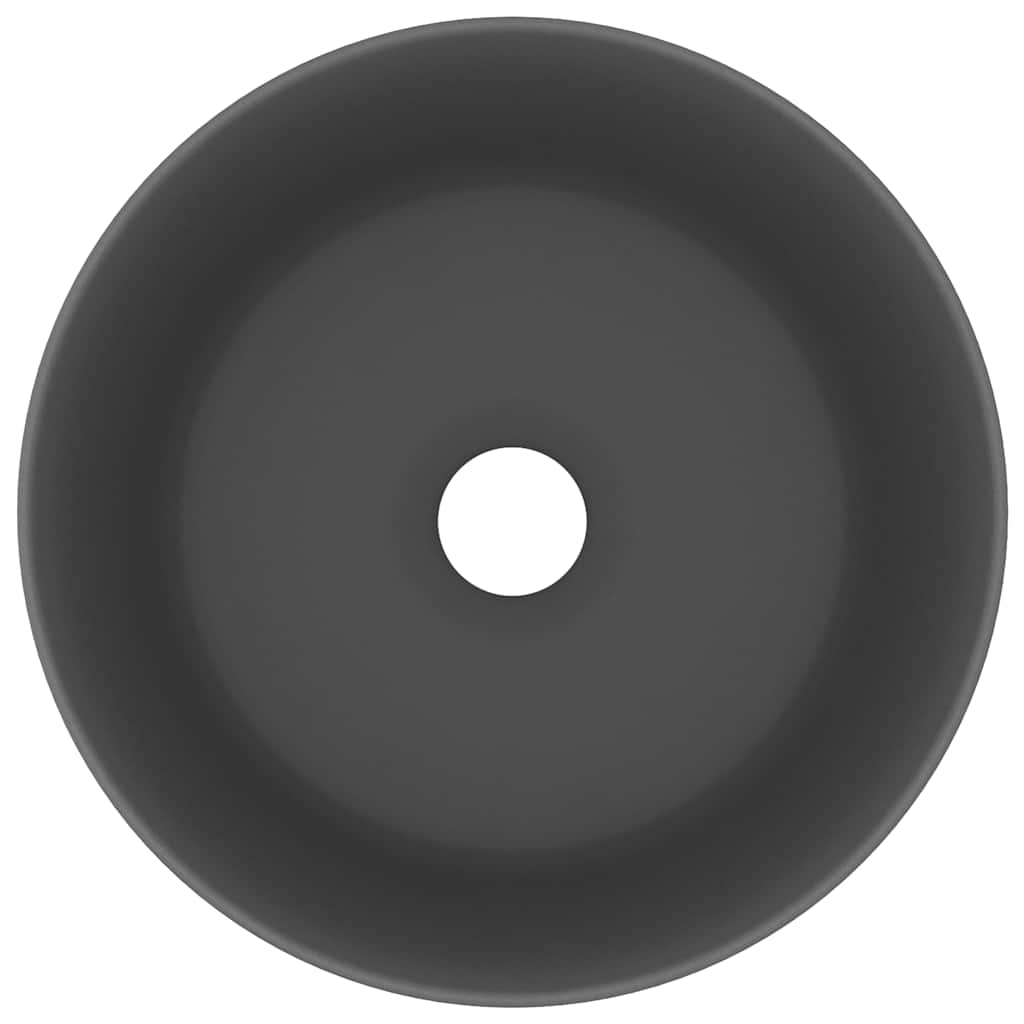 vidaXL Luxury Wash Basin Round Matt Dark Grey 40x15 cm Ceramic 3