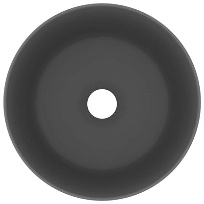 vidaXL Luxury Wash Basin Round Matt Dark Grey 40x15 cm Ceramic 3