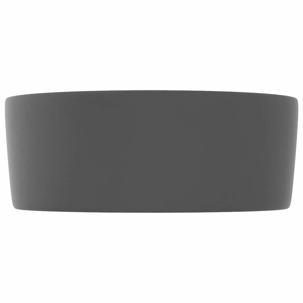 vidaXL Luxury Wash Basin Round Matt Dark Grey 40x15 cm Ceramic 4