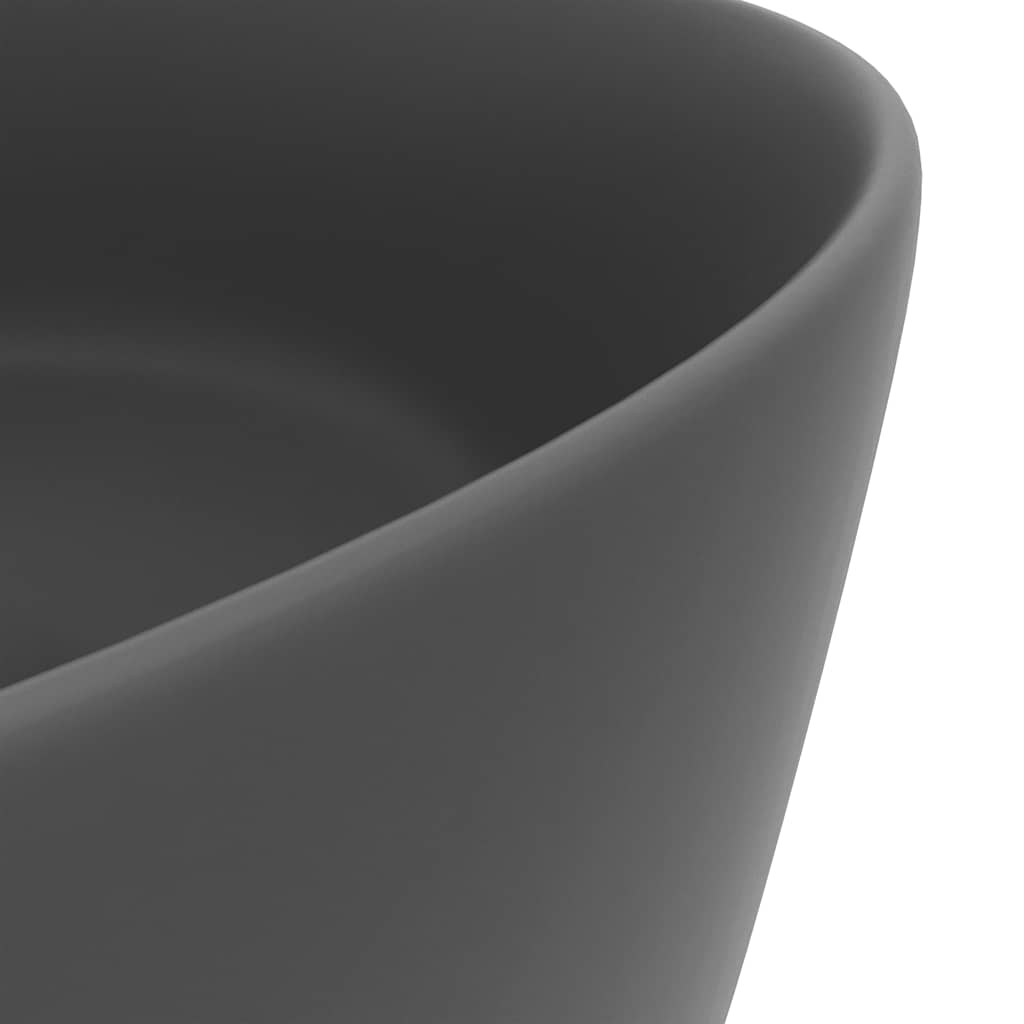 vidaXL Luxury Wash Basin Round Matt Dark Grey 40x15 cm Ceramic 5