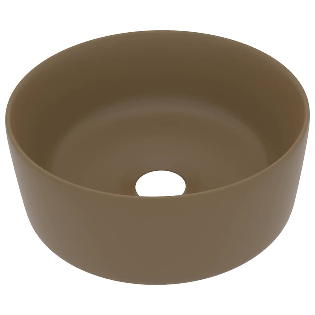 vidaXL Luxury Wash Basin Round Matt Cream 40x15 cm Ceramic 2