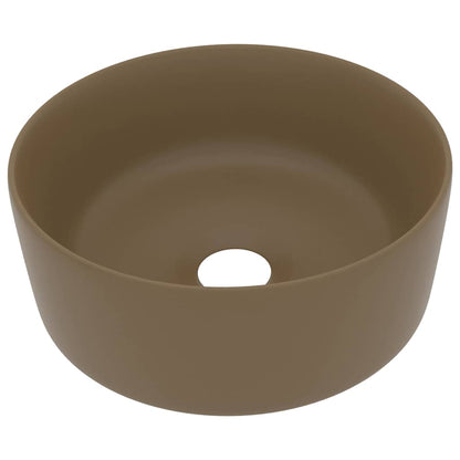 vidaXL Luxury Wash Basin Round Matt Cream 40x15 cm Ceramic 2