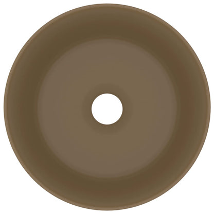 vidaXL Luxury Wash Basin Round Matt Cream 40x15 cm Ceramic 3
