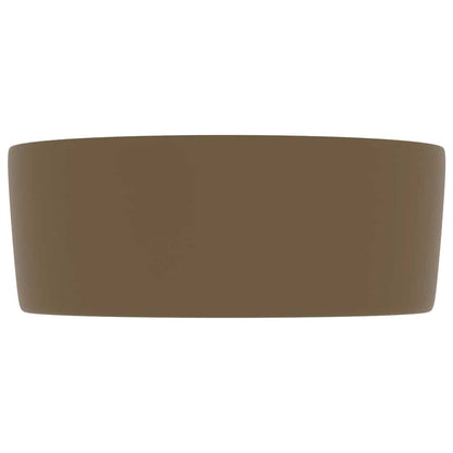 vidaXL Luxury Wash Basin Round Matt Cream 40x15 cm Ceramic 4