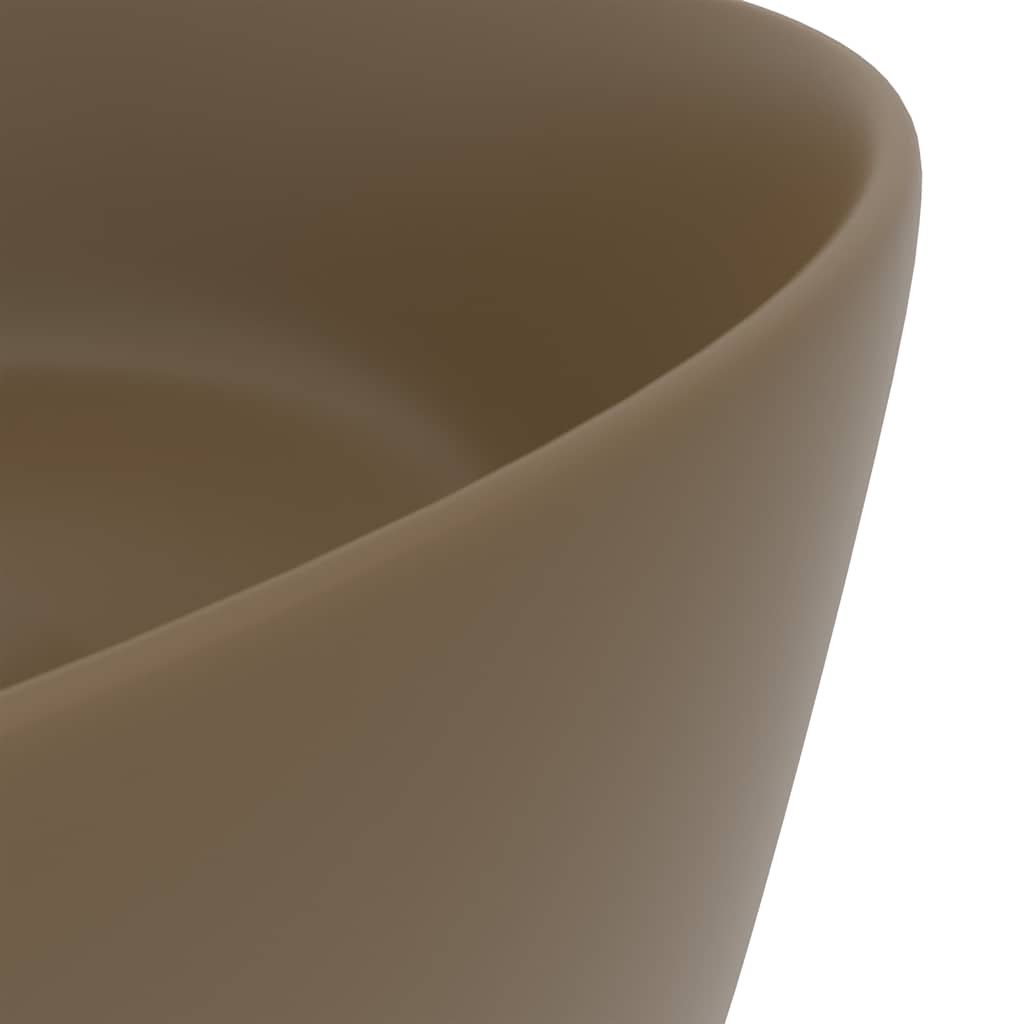 vidaXL Luxury Wash Basin Round Matt Cream 40x15 cm Ceramic 5