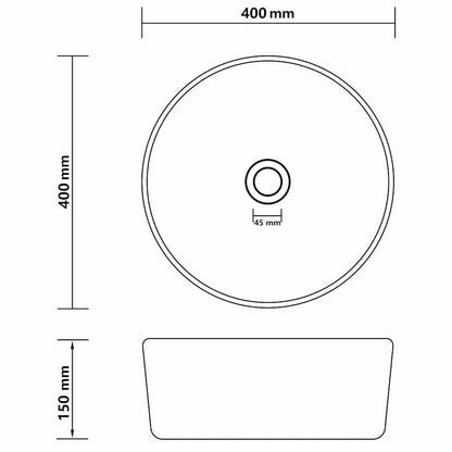vidaXL Luxury Wash Basin Round Matt Cream 40x15 cm Ceramic 6