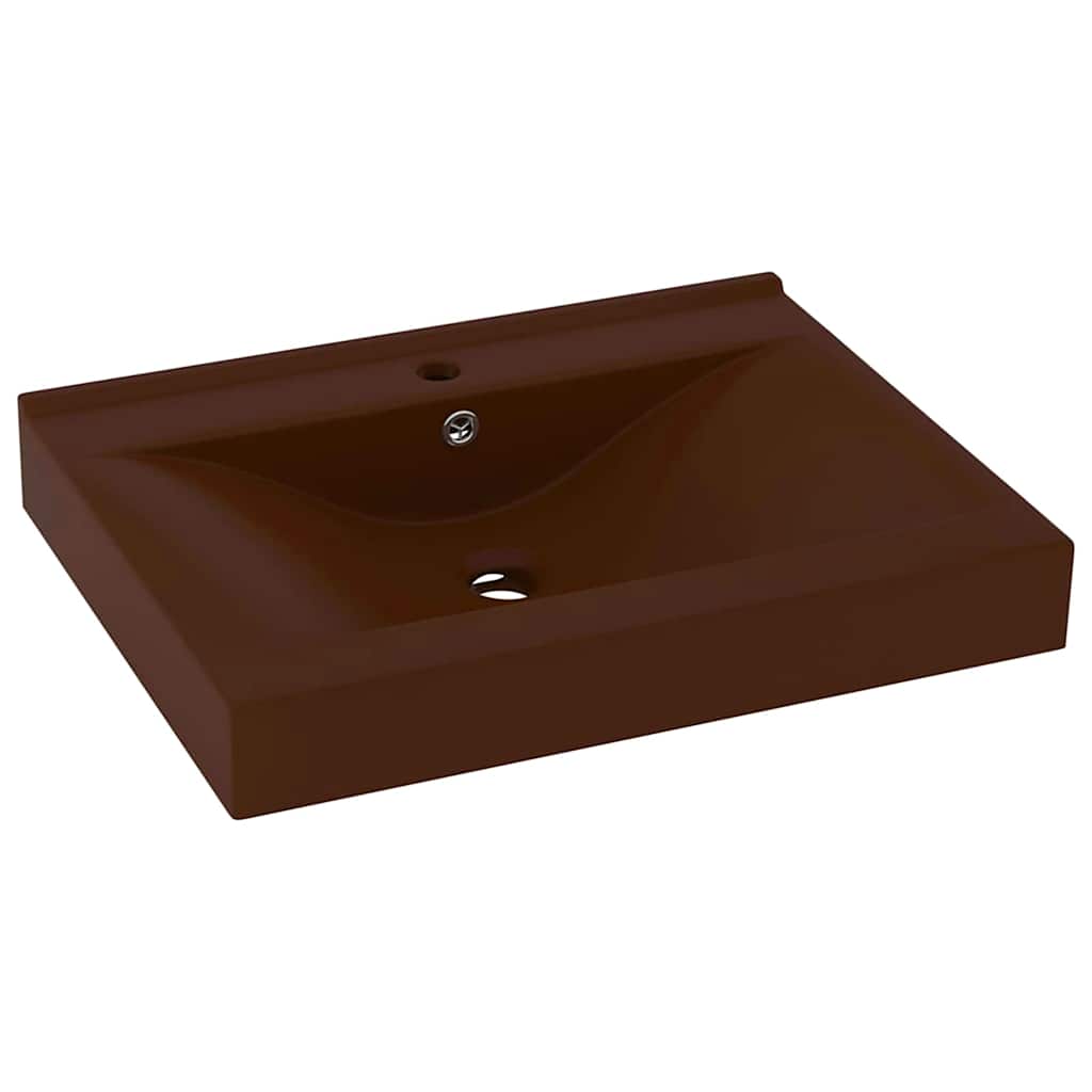 vidaXL Luxury Basin with Faucet Hole Matt Dark Brown 60x46 cm Ceramic 2