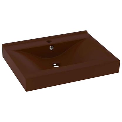 vidaXL Luxury Basin with Faucet Hole Matt Dark Brown 60x46 cm Ceramic 2