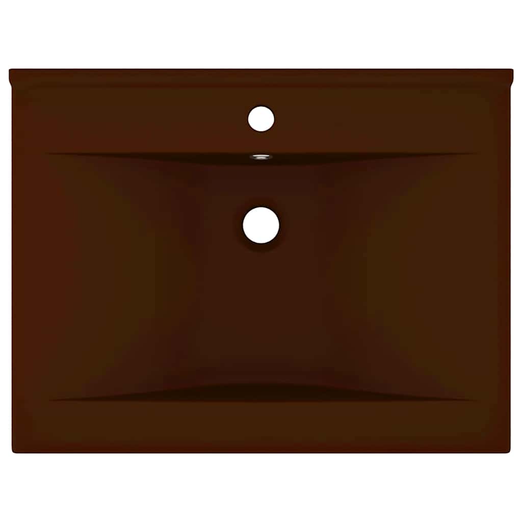 vidaXL Luxury Basin with Faucet Hole Matt Dark Brown 60x46 cm Ceramic 3