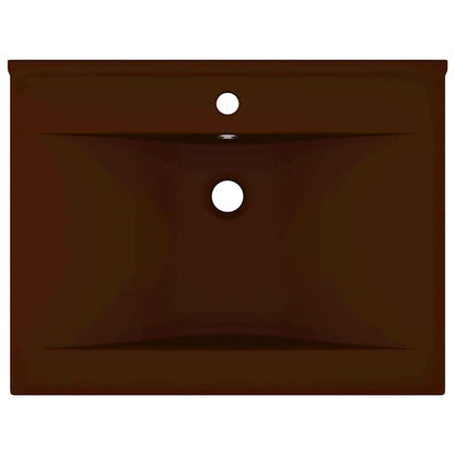 vidaXL Luxury Basin with Faucet Hole Matt Dark Brown 60x46 cm Ceramic 3
