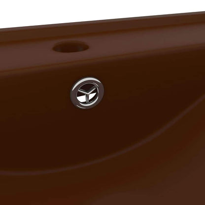 vidaXL Luxury Basin with Faucet Hole Matt Dark Brown 60x46 cm Ceramic 5